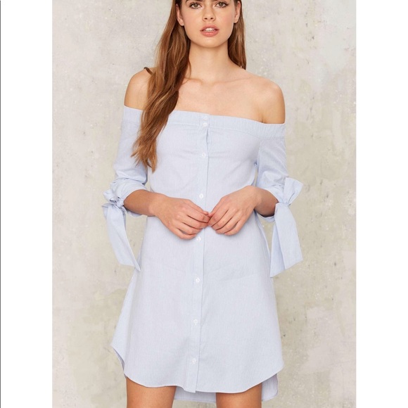 English Factory Dresses & Skirts - Sasha off the shoulder shirt dress